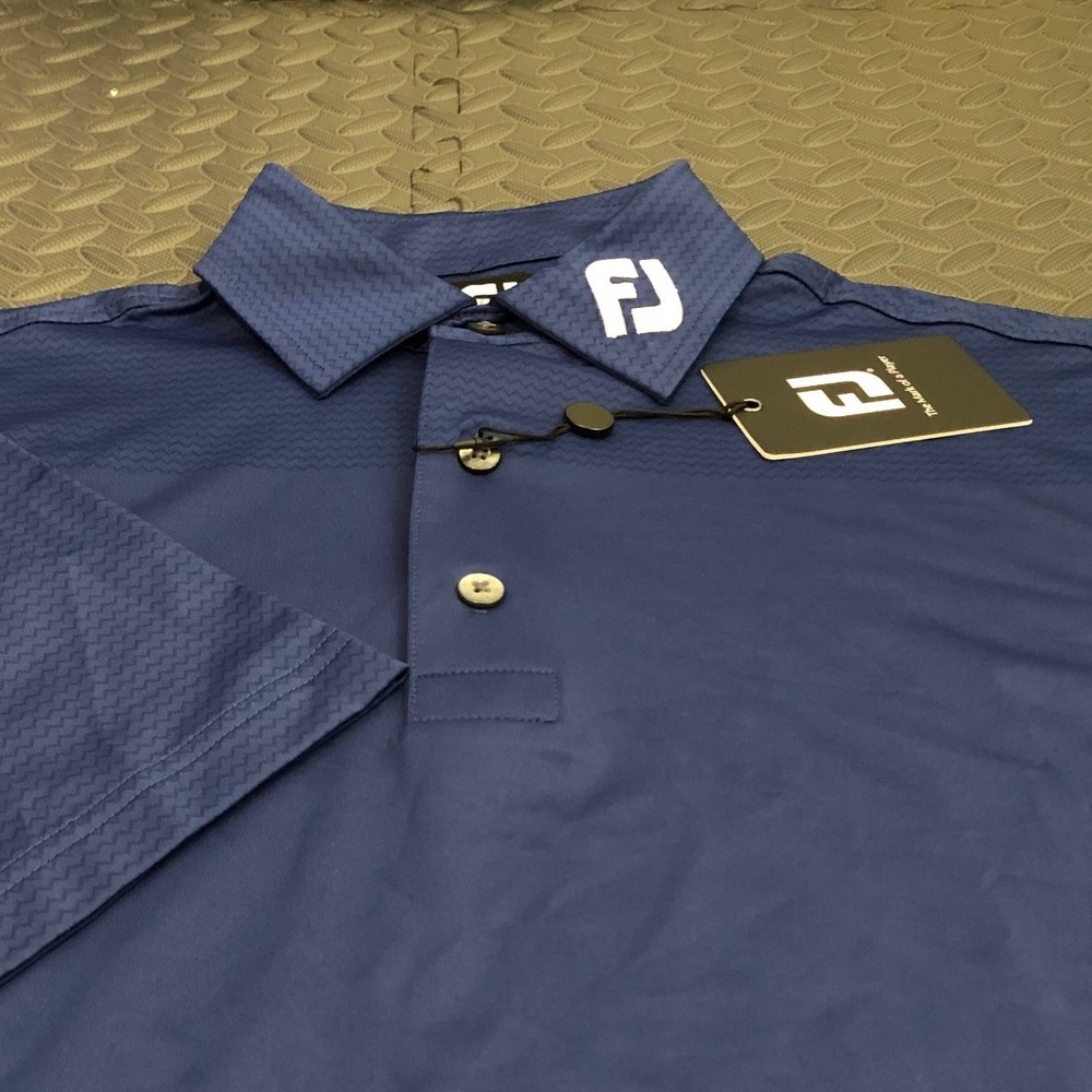 FootJoy Lisle Engineered Tonal Print Polo Mens Medium Twilight Blue 25750